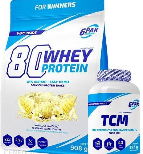 Odżywka białkowa 6Pak Nutrition Zestaw Whey Protrein 908G + Tcm 120 Tab