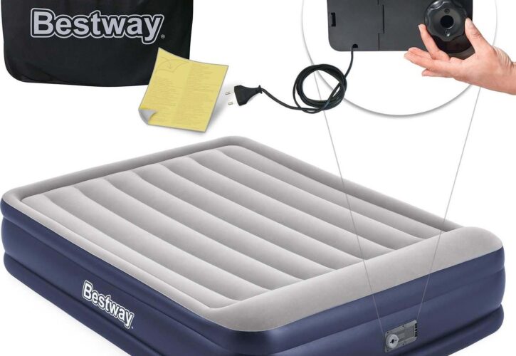 Bestway Dwuosobowy Z Wbudowaną Pompką Szary Granatowy