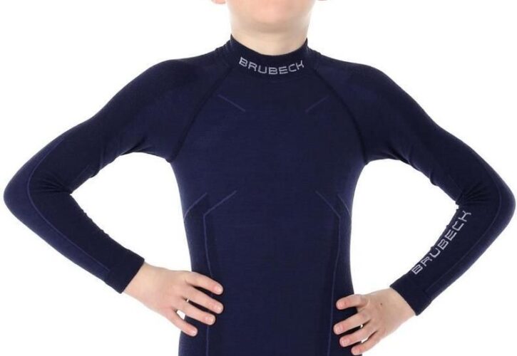 Brubeck Koszulka Chłopięca Active Wool Ls13680 Navy Blue