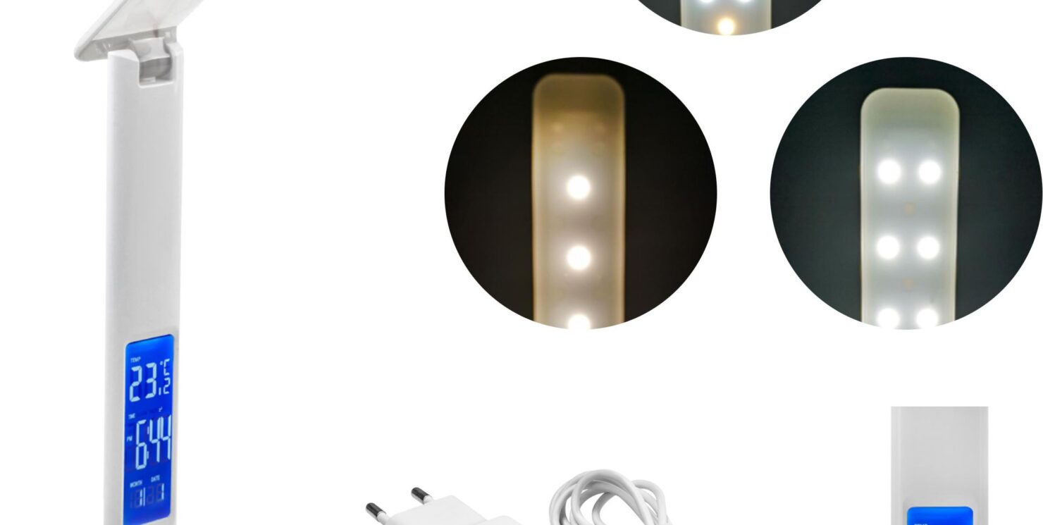 Lampa Iso Trade Biurkowa Ze Stacją Pogodową Biała (00007964)