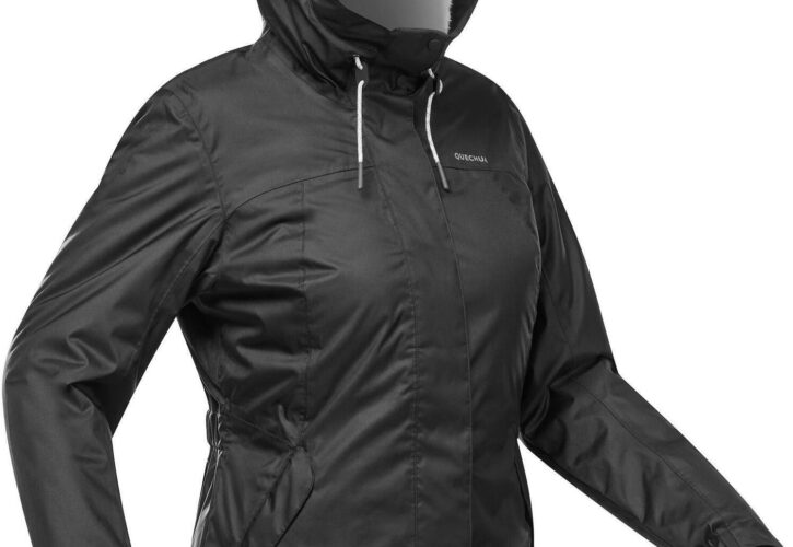 Quechua Kurtka Turystyczna Zimowa Damska Sh100 X Warm 10°C Wodoodporna Czarny