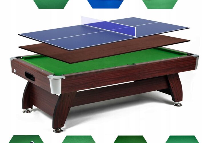 Stół Bilardowy 8 Ft Z Nakładka Ping Pong Akcesoria
