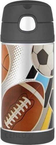 Thermos Kubek Dla Dzieci Ze Słomką Funtainer 355Ml Stalowy/Czarny Motyw Sport